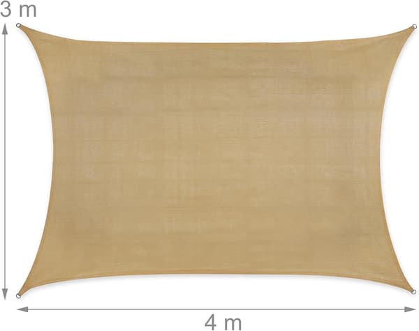 Utendørs skyggenett (beige rektangulær 3*4 meter)