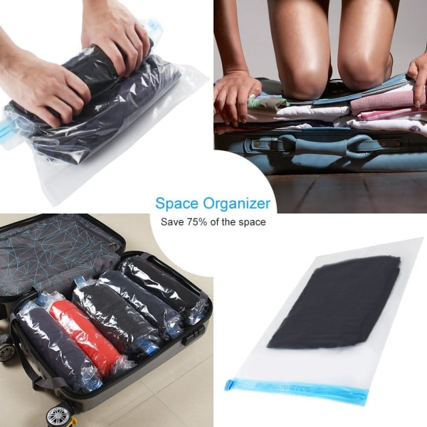 10-Pack Travel Space Saver Bags (Clear 30*50cm), Reusable Vacuum