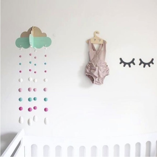 Baby Crib Mobiles,Wooden Hanging Ornament,Felt Ball Ceiling Nurse