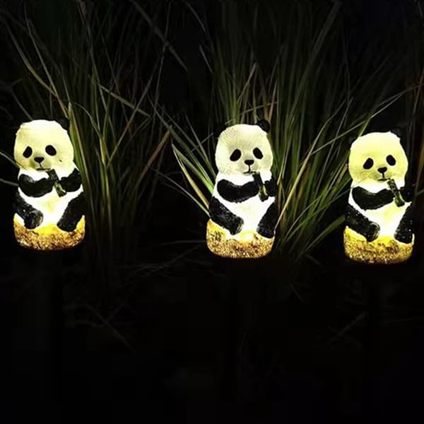 Solcelledrevne Panda Havepælslamper - Panda Solcellelamper til Udendørs Have, Wate