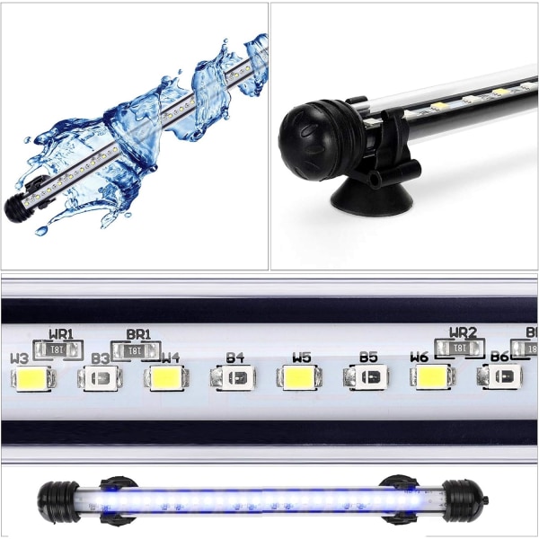 19cm akvaarioon, vedenpitävä ja upotettava putki lamppu, LED-valaistus akvaarioon, 2.8W, sininen ja valkoinen