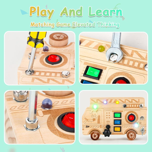1PC Brandbilar Busy Board Montessori Ålder 1 År, Montessori Ac