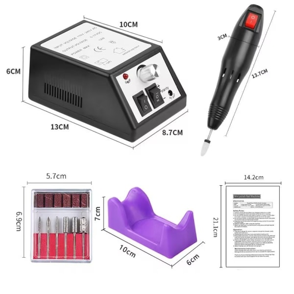 Professionell elektrisk nagelborrmaskin Set