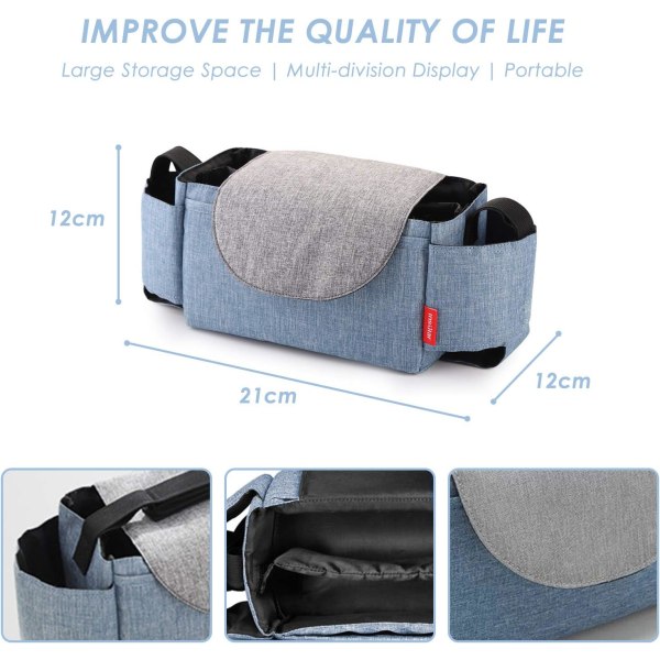 Stroller or stroller organizer, stroller storage bag (blue)