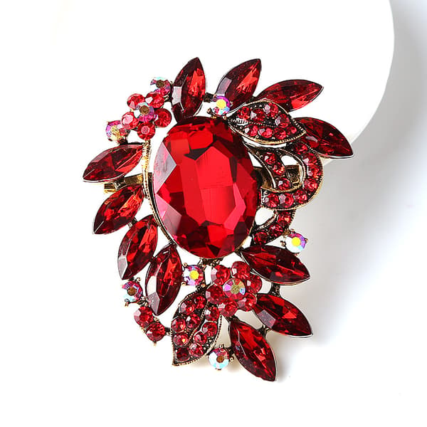 Blad Rhinestone Statement Brosche Pin Kjole Smykke Tilbehør