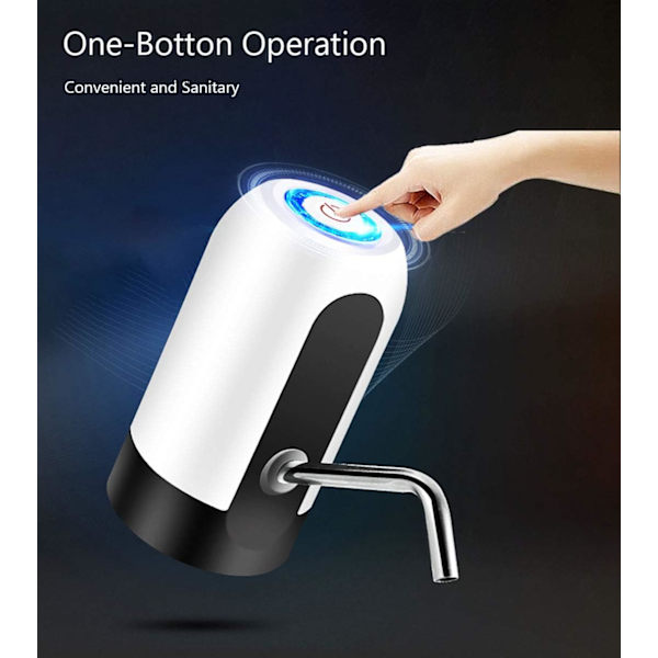 Vattenflaskepumpautomat 5 gallon Vattenflaskedispenser med USB-laddning Automatisk pump för utomhus eller kök (Vit)