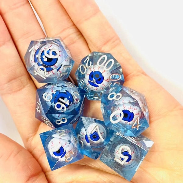 Øjenæble Terningesæt Skarpe Kanter - Dungeons and Dragons Polyhedral Blå