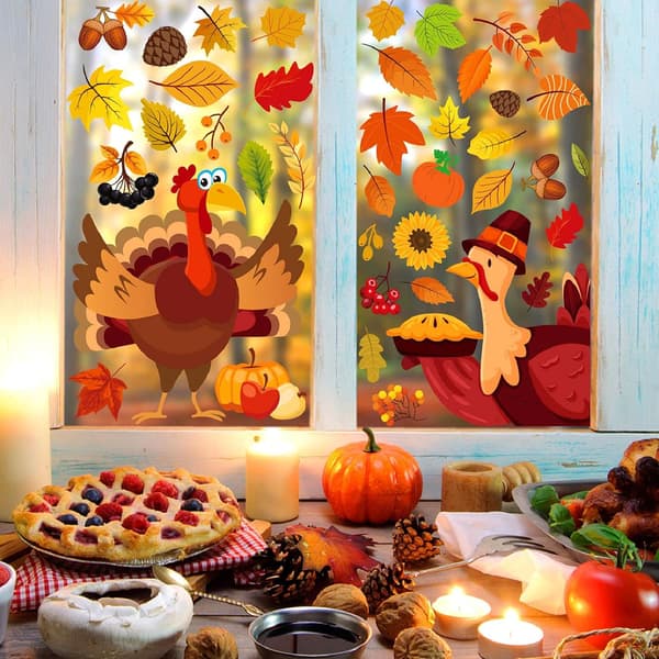 Thanksgiving-vindusdekal, PVC-vindusdekaler Glass Maple Leaf