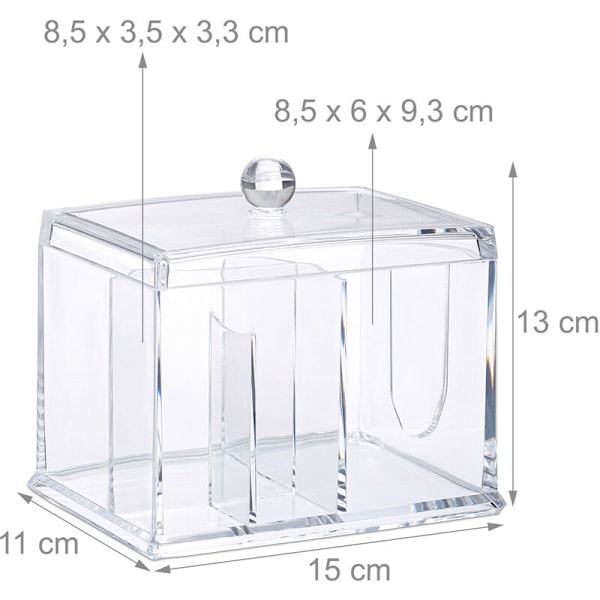 Vatpindsdispenser, akryl, stor æske med låg, opbevaring, badeværelse, toiletbord, transparent