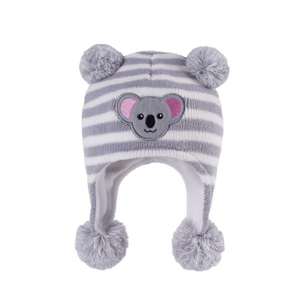 Grå Koala Baby Vinterhue til Småbørn, Strikket Ørevarmer Varm