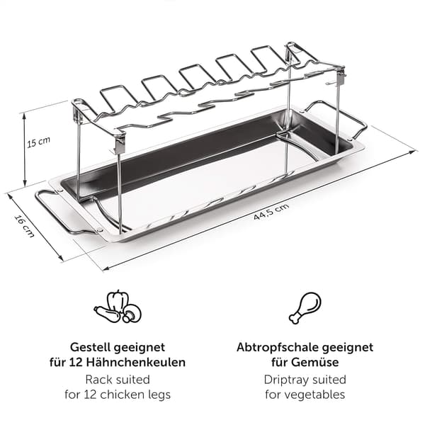Kyllingerack - Kyllingebenrack - Grillkyllingerack - Robust rustfrit stål