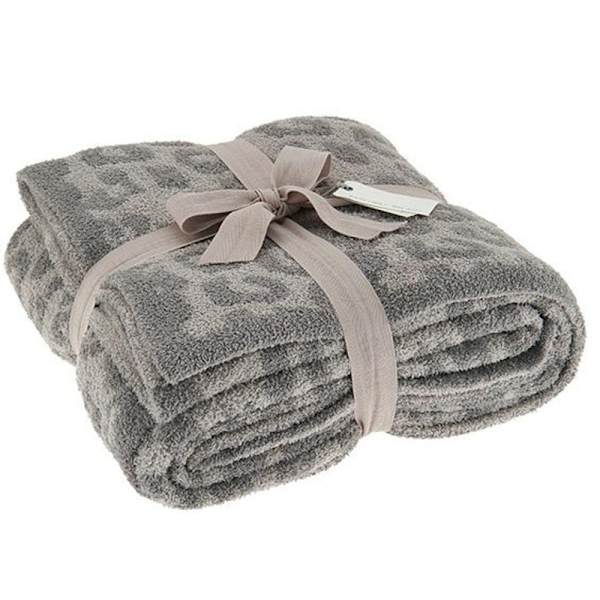 Uld tæppe strikket tæppe plus fløjl strikket jacquard tæppe leopard tæppe