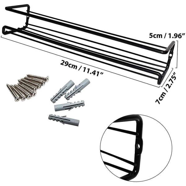 Svart veggmontert krydderhylle (sett med 2) - For kjøkkenvegger og
