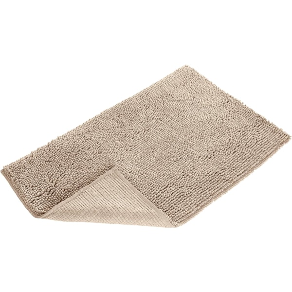 Halkskyddad badrumsmatta i mikrofiber med hög lugg 40 x 60 m Beige