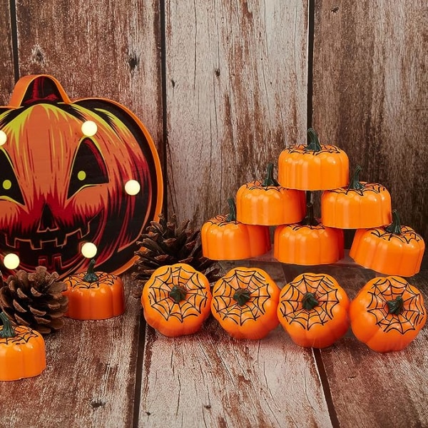 Flickering Pumpkin Tea Lights 12 Pack Flickering LED Pumpkin Ligh