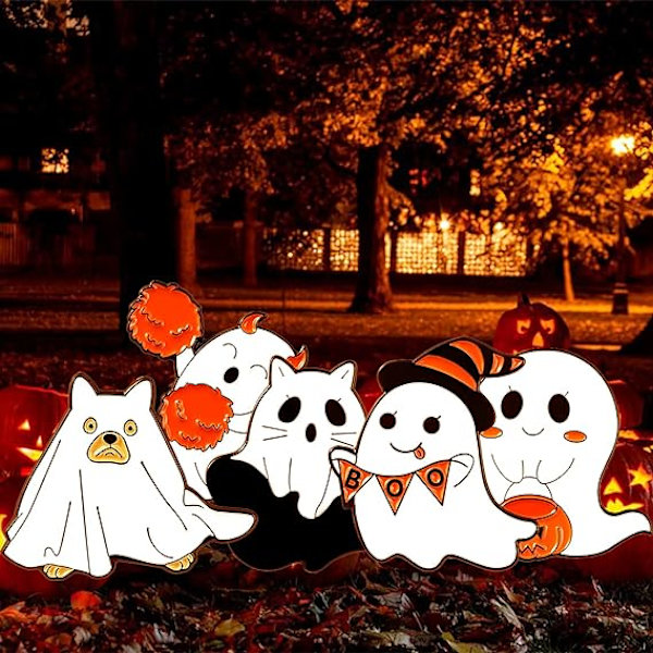 Söpö aaveen emalipinnisetti - Goottilainen emoji-merkki Halloween-pinni W