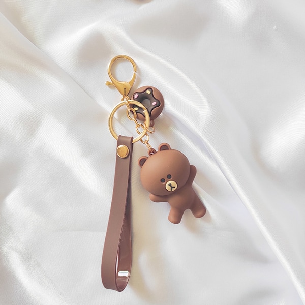 Söt tecknad nyckelring accessoarer med kawaii anime björn nyckelring