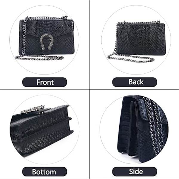 Kvinders Crossbody En Skulder Aften Taske - Slange Print Læder