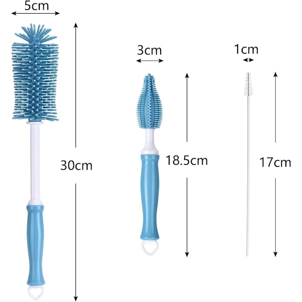 Silikonflaskebørste med rett håndtak, hengende, bærbar koppbørste