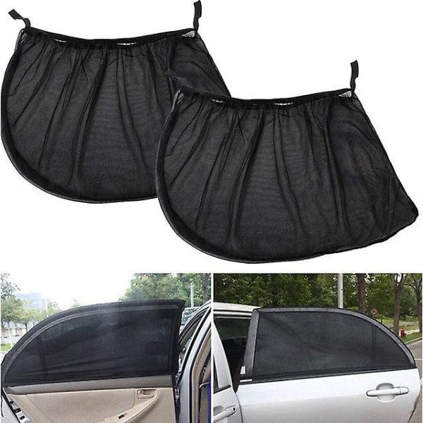 2pcs Car Window Shades Mosquito Net Sun Cover Rear Side Kids Baby