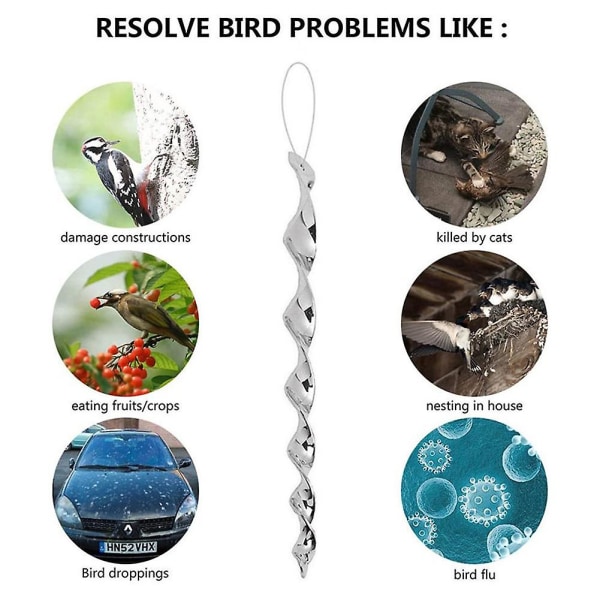 12kpl Bird Repeller Pyörivä sauva Heijastava Tuulispiraali
