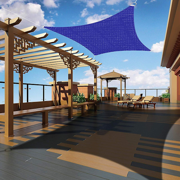 Rektangulær skygge sejl 2x2 meter, Vandtæt UV-beskyttelse Markise til have terrasse Udendørs terrasse Swimmingpool, med gratis reb (Klein blå)