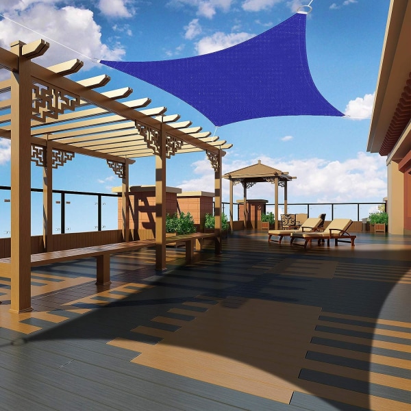 Rektangulært skyggeseil 2x2 meter, vanntett UV-beskyttelsesmarkise for hageterrasse utendørs svømmebasseng, med gratis tau (Klein blå)