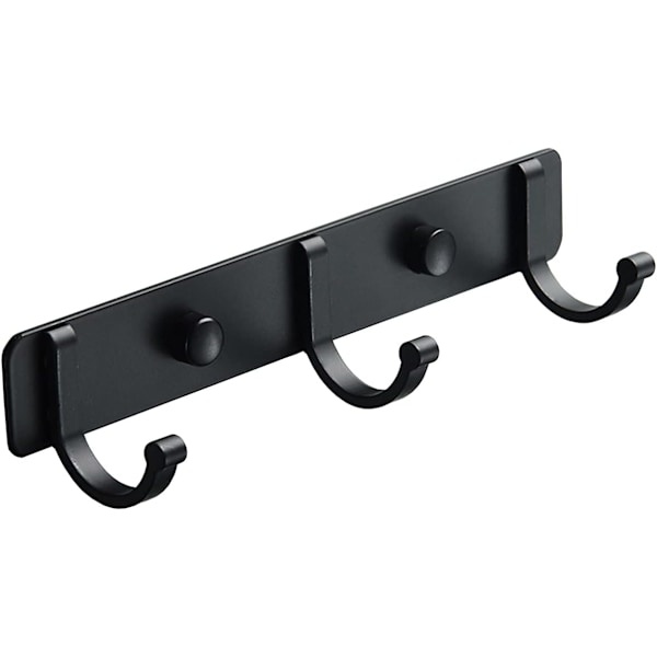 Väggmonterad Klädhängare med Handdukskrokar 19,5 * 3 * 3,8 cm Modern Svart Hängare för Kläder Entré Badrum Sovrum (3 Krokar, Svart)