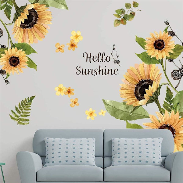 Solsikke Vægklistermærker Gule Blomster Vægklistermærke Hej Solskin G