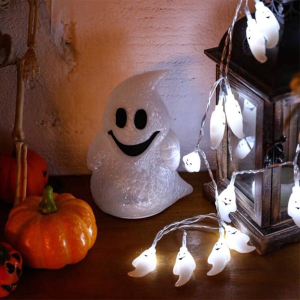 4 settiä Halloween-seppeleitä, kurpitsa 3m 20 LED, hämähäkki, haamu, la
