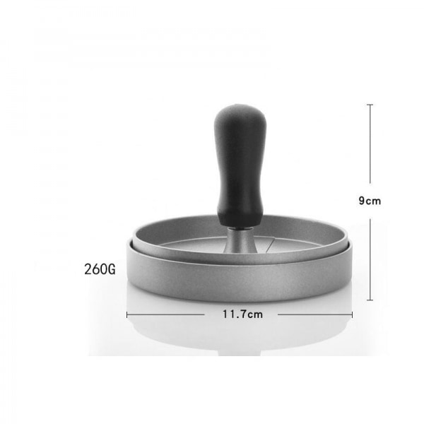 Hamburgarepress för kampanjer - Köttfärsform 12 cm & 100 ark bakpapper