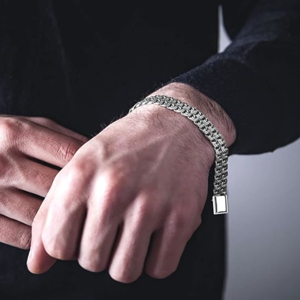 Mäns armband rostfritt stål dubbelrad armband magnetstag