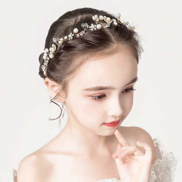 Bröllopshåraccessoarer för barn, Princess Headpiece White Flowe