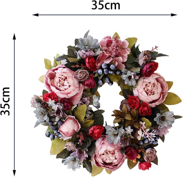 Dørkrans, kunstige blomster peonkrans - Fire årstider foran