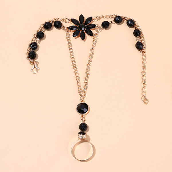 Stilful Håndrem Armbånd Alloy Finger Ring Armbånd Kæde Håndled H