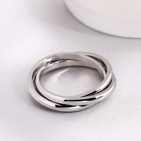 925 Sterling Sølv Ring Triple Interlocking Roll Høy Polert Ring