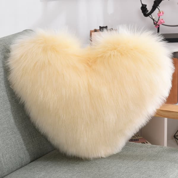 Plysj Hjerteformet Fluffy Sofa Stue Lumbar Pute