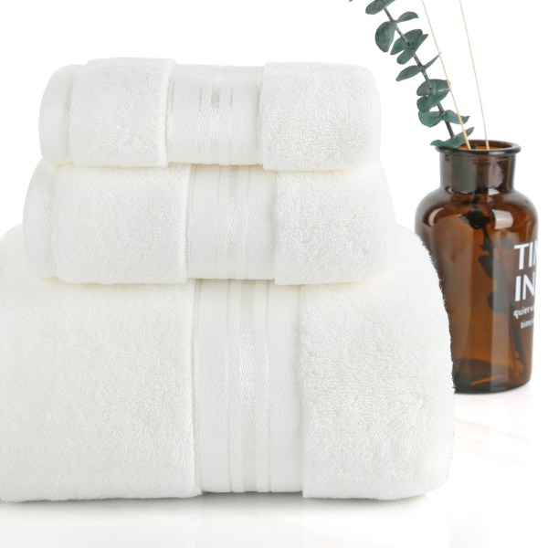 Håndklæder - Sæt med 3 badehåndklæder i 100% bomuld - 75*150cm+34*75cm+3