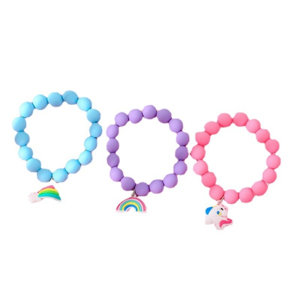 Unicorn perlearmbånd til børn, piger, 3-pak, regnbuearmbånd Mo