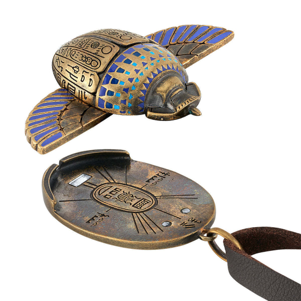 Moon Halsband egyptisk Scarab Compass hänge med vintage läder