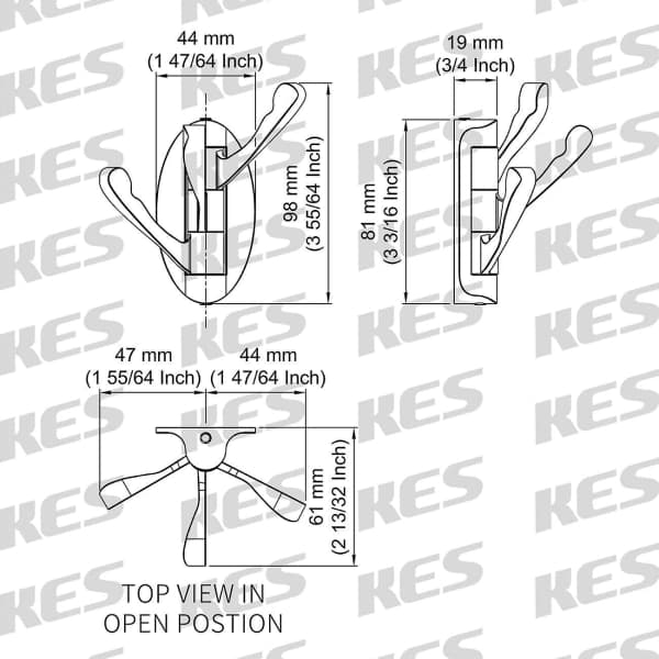 Solid Metal Swivel Hook Heavy Duty Folding Swing Arm Triple Coat