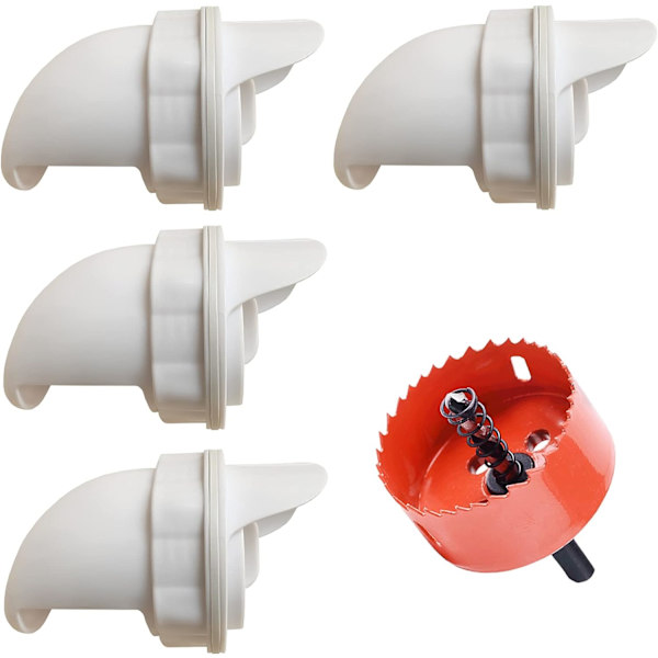 Kyllingefoderautomater DIY, Tyngdefodersæt PVC Fjerkræfoder 4 P
