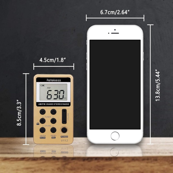 AM/FM personlig lommeradio mini bærbar modtager med genopladning