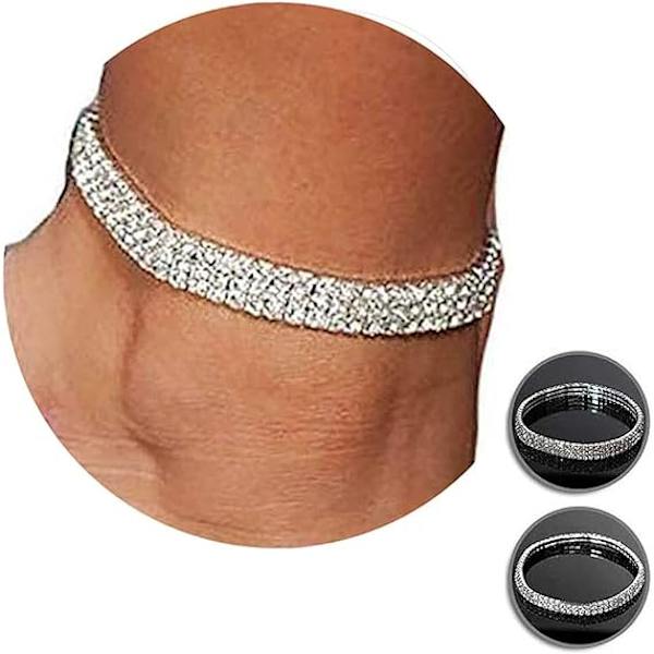 2 kpl Twinkle Diamond -nilkkakoru, joustava, bling-bling-kiiltävä jalkakoru