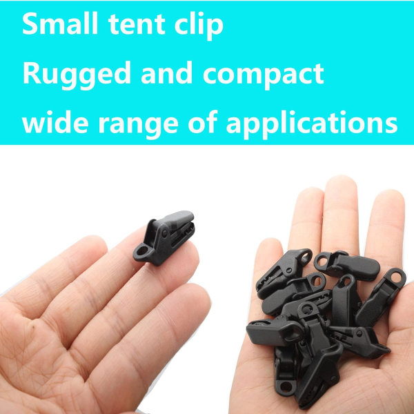 25Pcs/bag Black Tent Clips, Windproof Awning Clamps Plastic Wind