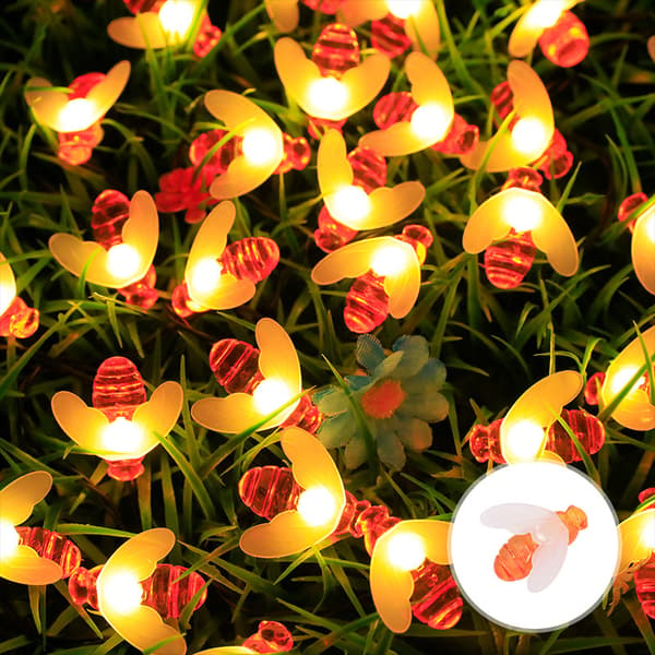 Solcellelyssnor 20LED Utendørs Vanntett Simulering Honningbie