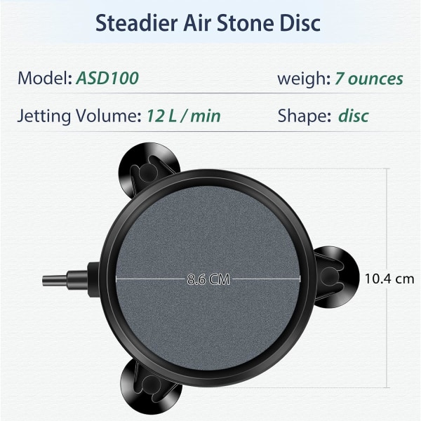 10CM Air Stone Disc Boble Diffuser med sugekopper til pumpe Aq