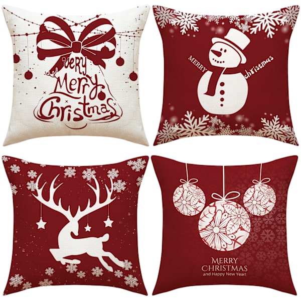 4 stk snømann juleputetrekk, Coussin taie d'ore