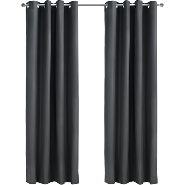 Set med 2 isolerade mörkläggningsgardiner, öljetter, för vardagsrum och sovrum, 140x244 cm (mörkgrå)
