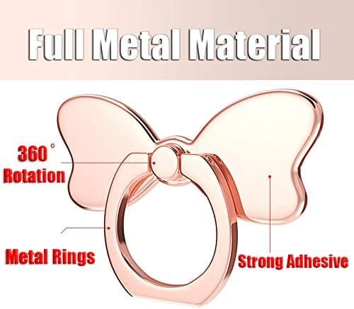 Mobiltelefon Fingerhållare Vacker Metall Fjäril Ring Grepp Stabil